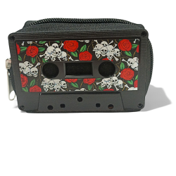 Monedero de cassette diseño Calaveras, Color cremallera Negra