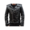 Cazadora cuero Genuine Leather Cruzada clásica Punk Rock Rocker Biker