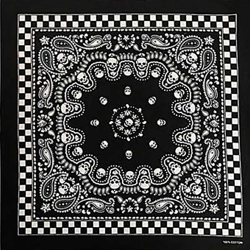 Bandana Clasica Negra Con Calaveras Unisex