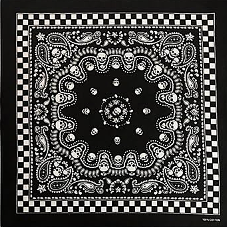 Bandana Clasica Negra Con Calaveras Unisex