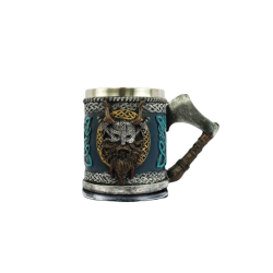 Taza, Jarra Vikinga (Puño Hacha) Acero Inoxidable , lavado a mano