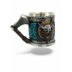 Taza, Jarra Vikinga (Puño Hacha) Acero Inoxidable , lavado a mano