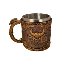 Taza ,Jarra Vikinga, con Runa, color Ocre