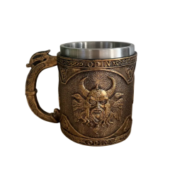 Taza ,Jarra Vikinga, con Runa, color Ocre