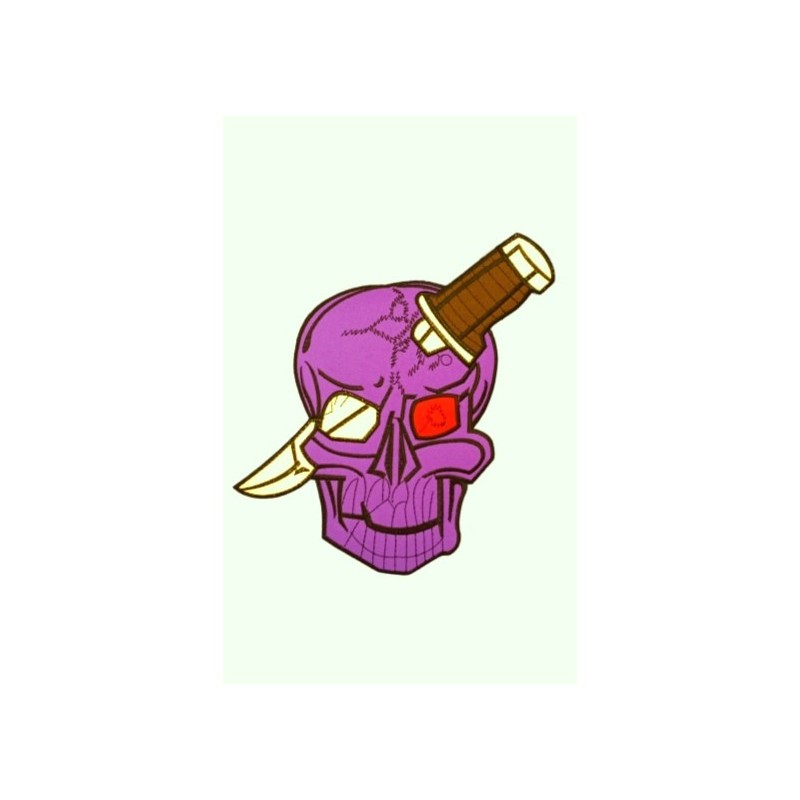 Parche Calavera con cuchillo en cráneo Color Morada