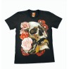 Camiseta Rock Eagle , Calavera Con Rosas alrededor