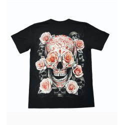 Camiseta Rock Eagle , Calavera Con Rosas en ojos