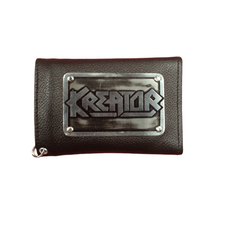 Billetera de Cuero con placa de metal del Grupo Kreator