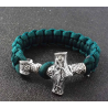 Pulseras vikingas de Thor Mjolnir para hombre, amuleto de Paracord