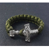 Pulseras vikingas de Thor Mjolnir para hombre, amuleto de Paracord