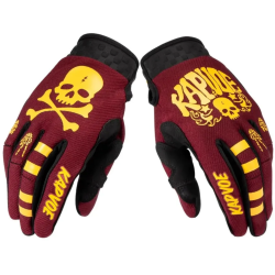 Guantes de Moto con pantalla táctil, Logo Calavera Pirata Color Burdeo