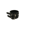 Pulsera de cuero , brazalete ancho Negro (Carnicero), hebilla  ajusta